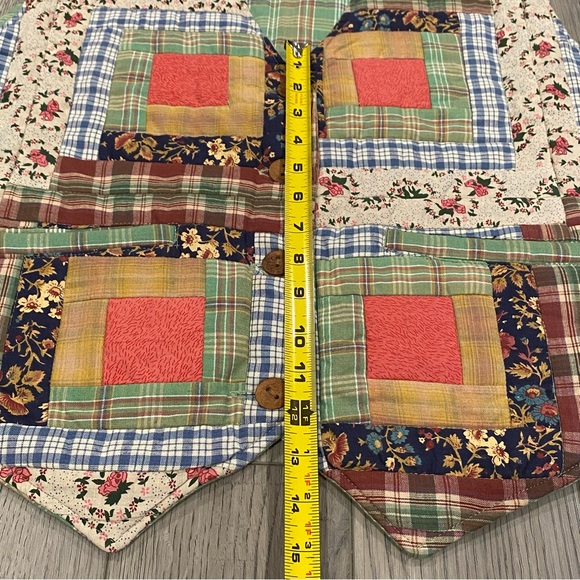 Vintage Patch Magic Quilted Reversible Vest Size XL Patchwork/Plaid Green/Button - Picture 7 of 15